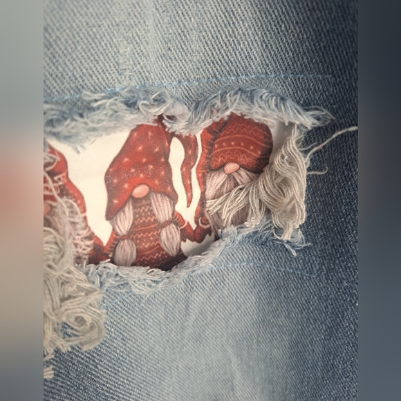 Gnome Buffalo Plaid Color Block Top with Matching Distressed Pants Size XL - Picture 6 of 11